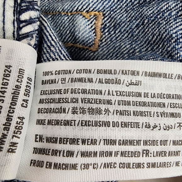 Abercrombie & Fitch Distressed Jean Denim Shorts Low Rise Button Fly Blue Size 8 - Picture 12 of 13